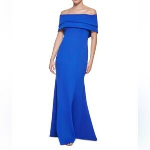 Vince Camuto Off the Shoulder Royal Blue formal Dress long gown Sz‎ 10 new